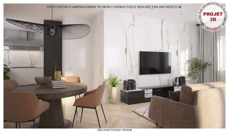 séjour cuisine ouverte PROPOSITION D'AMÉNAGEMENT