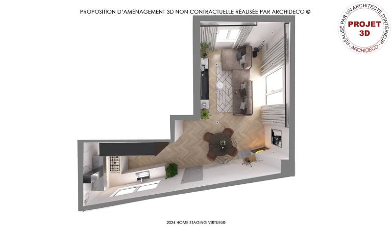 séjour cuisine ouverte PROPOSITION D'AMÉNAGEMENT